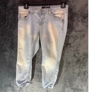 VTG Angels Jeans Capri Womens 9 Light Wash Flap Pocket Embroidered Y2K Cropped